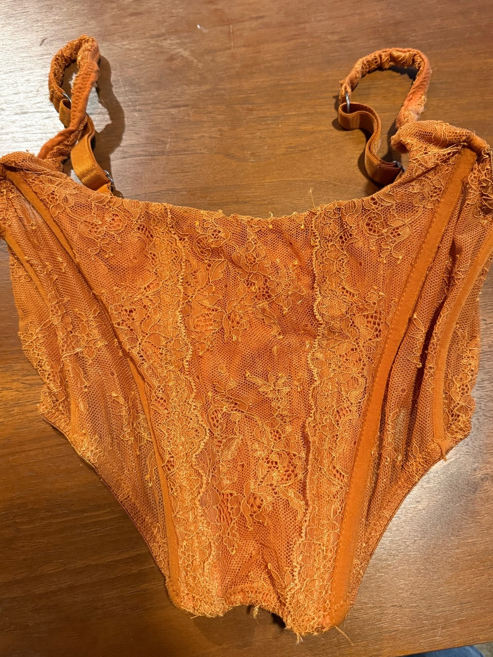 Urban Outfitters Womens Small Lace Corset Top- Burnt Orange